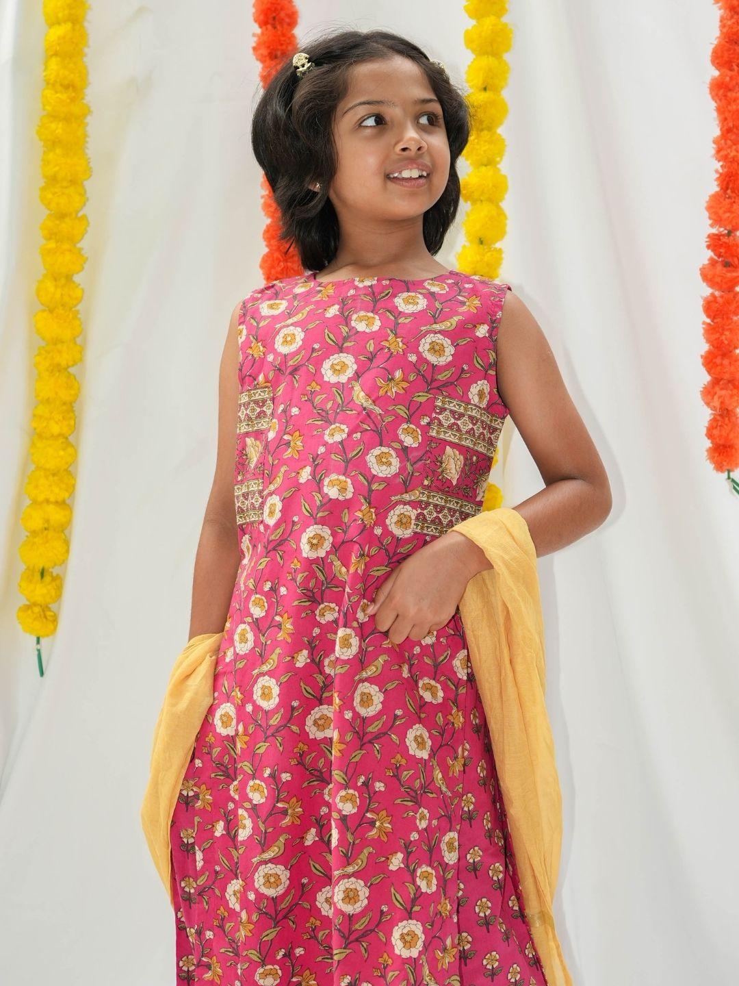 Vanya Floral Girls Kurti & Palazzo Set in Cotton