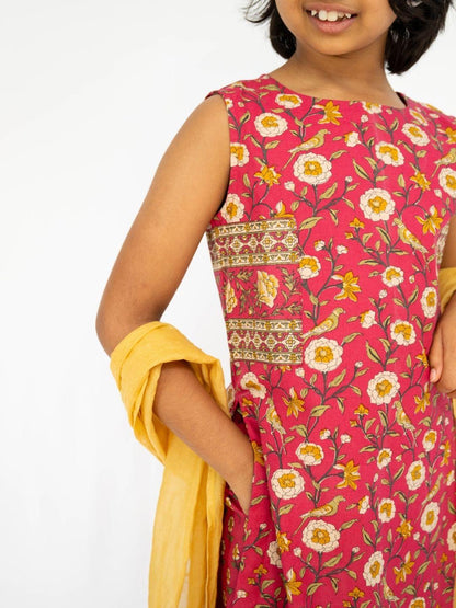 Vanya Floral Girls Kurti & Palazzo Set in Cotton