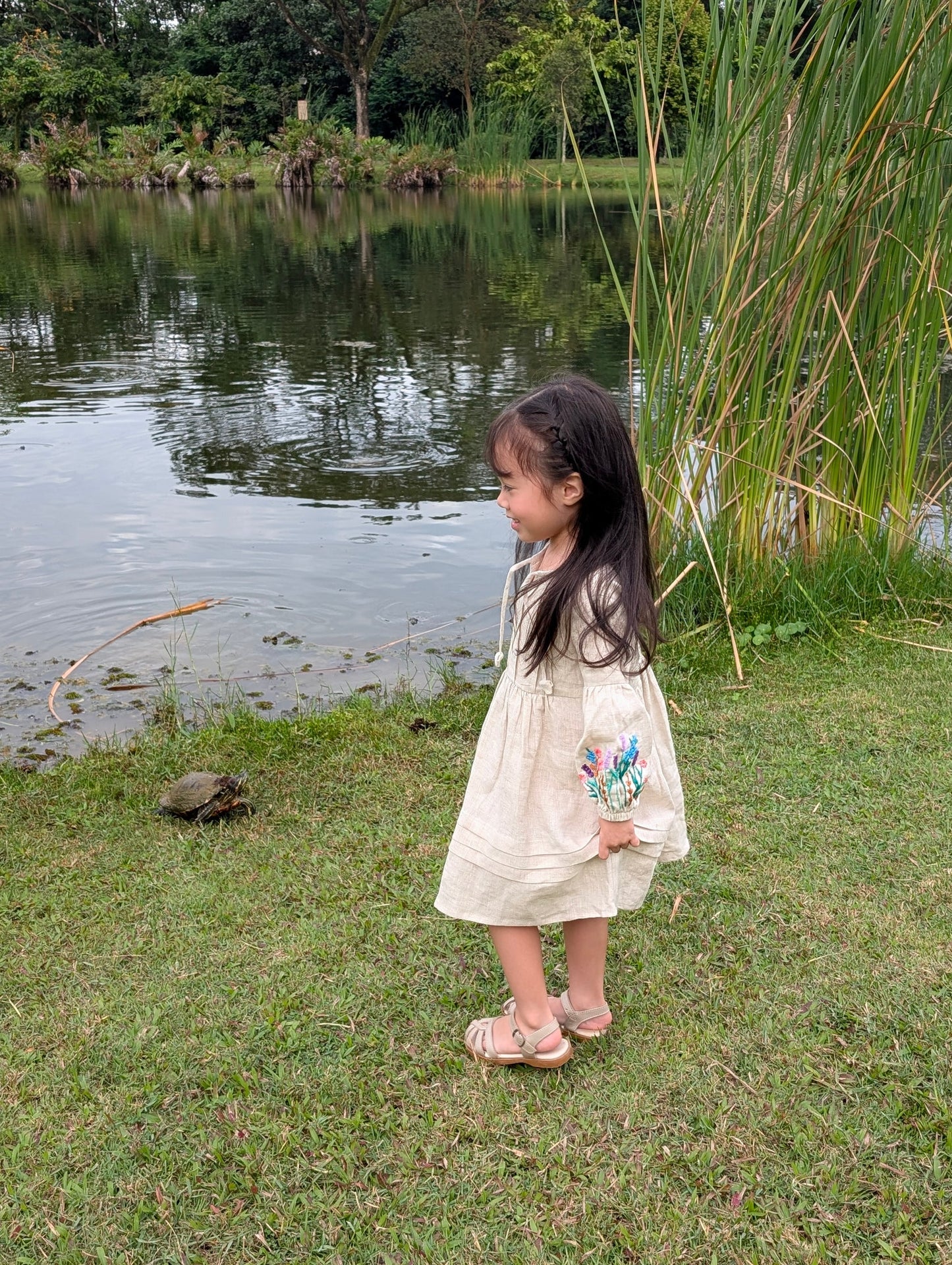 The Purestitch Whimsy Blossom Neutral Shirt for Girls & Mom