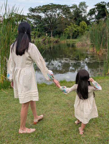 The Purestitch Whimsy Blossom Neutral Shirt for Girls & Mom