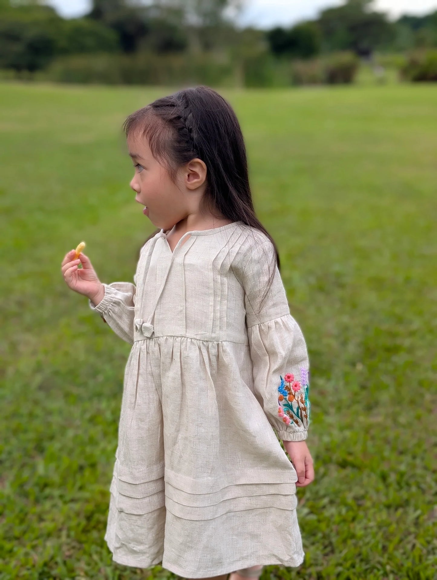 The Purestitch Whimsy Blossom Neutral Shirt for Girls & Mom