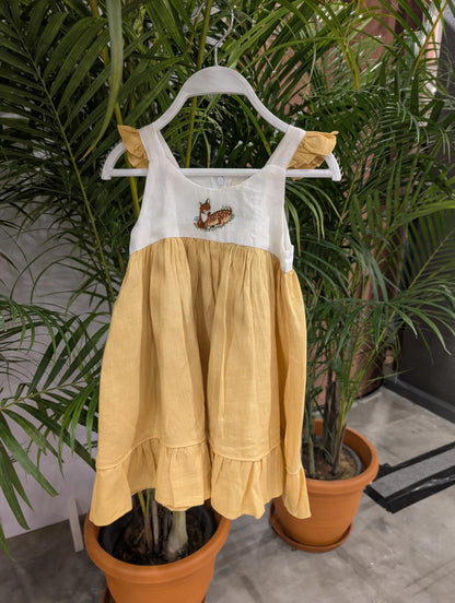 The Purestitch Deer Yellow Dress for Girls