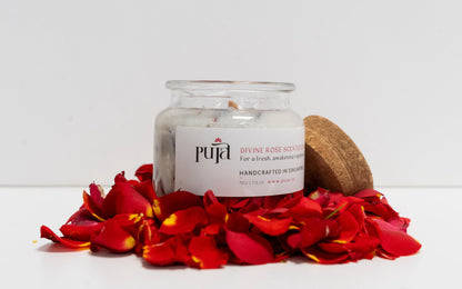 Divine Rose Scented Soy Wax Candle by Puja