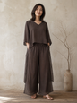 You Living V-Neck Ramie Long Top in Dark Brown