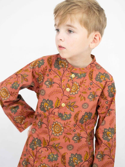 Zia Coral Gold Meadow Boys Kurta Pajama