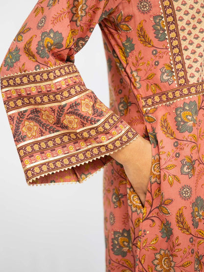 Zia Coral & Gold Women Kurti & Pants Set