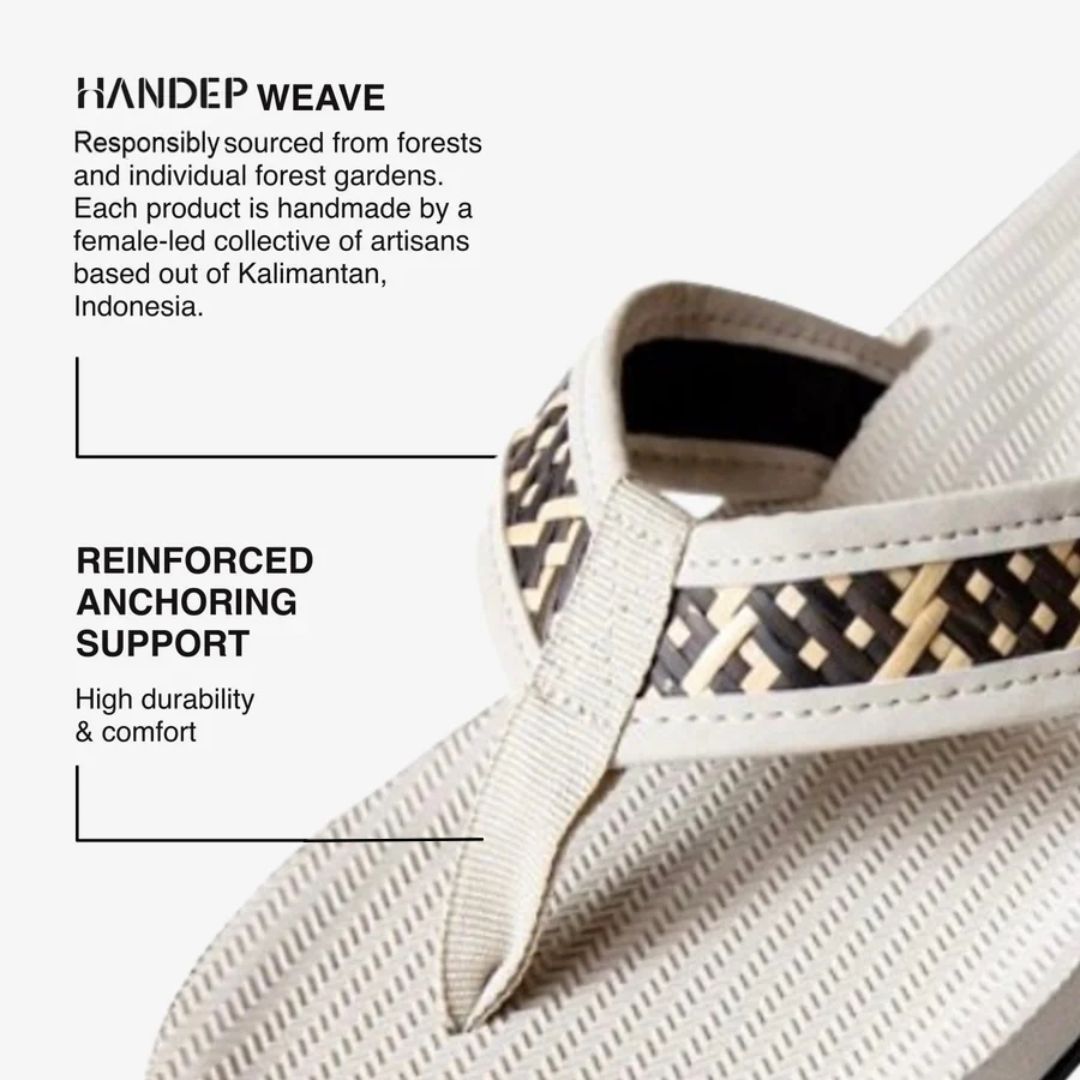 Indosole Handep Mens Flip Flops Handmade Artisan Weave Sea Salt/Gegatas