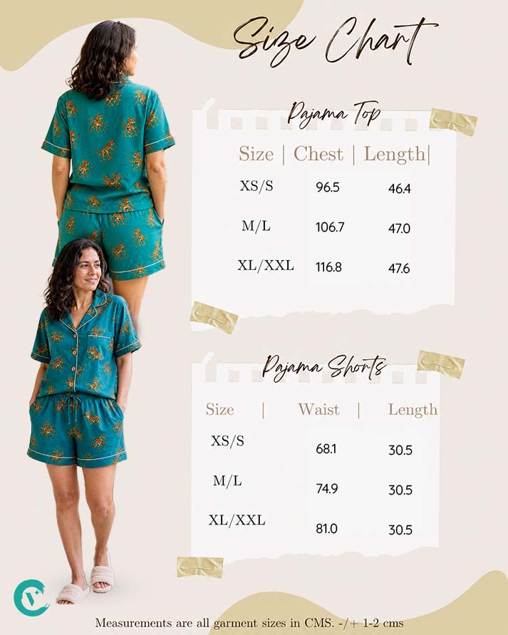 ViryaByUrbi 3-Pc Cotton PJ Shorts Set - Teal Blue