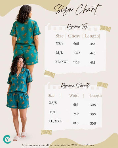 ViryaByUrbi 3-Pc Cotton PJ Shorts Set - Teal Blue