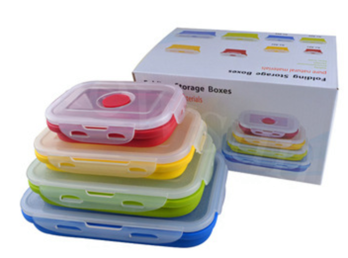 [Bundle Set] 4 Silicone Collapsible Food Containers + Thermal Insulated Lunch Bag | BPA-Free | Space-Saving
