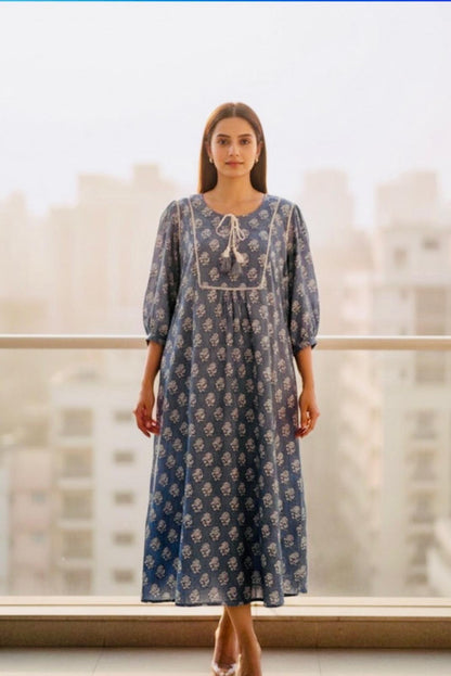 ViryaByUrbi Cotton Dress - Dark Grey