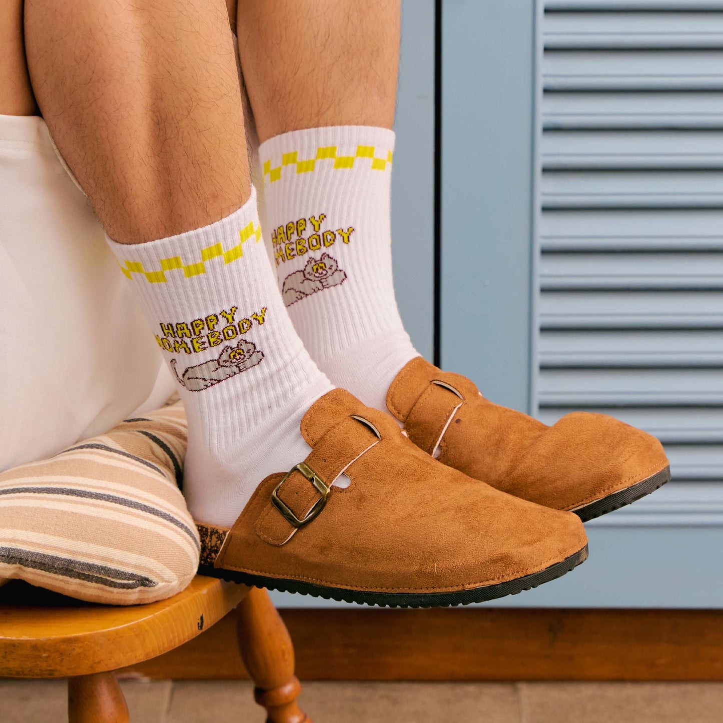 Talking Toes Happy Homebody Ribbed Crew Socks