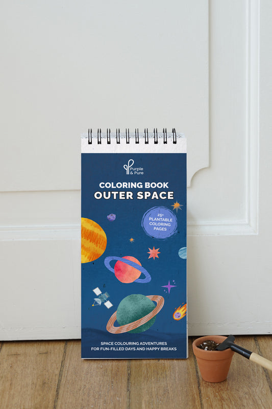Purple & Pure Outer Space Plantable Colouring book