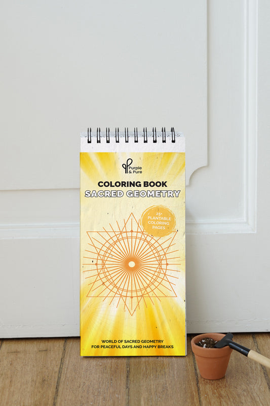 Purple & Pure Sacred Geometry Plantable Colouring book