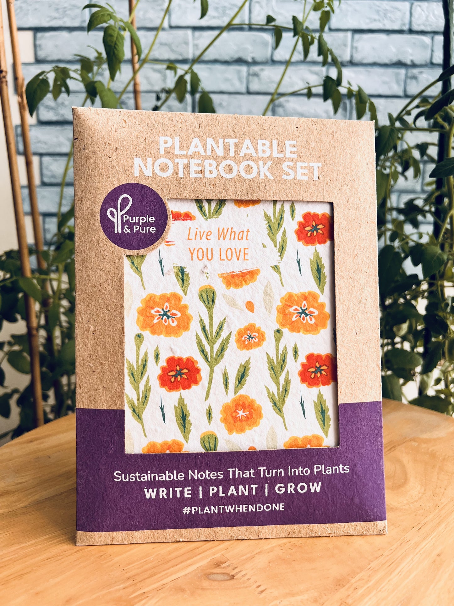 Purple & Pure Plantable Notebook Gift Set - Marigold