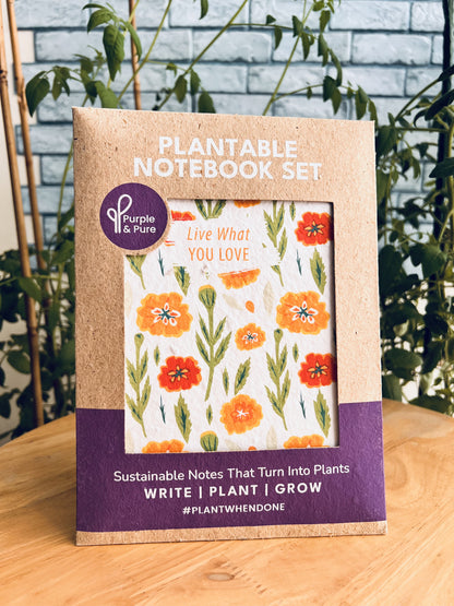 Purple & Pure Plantable Notebook Gift Set - Marigold