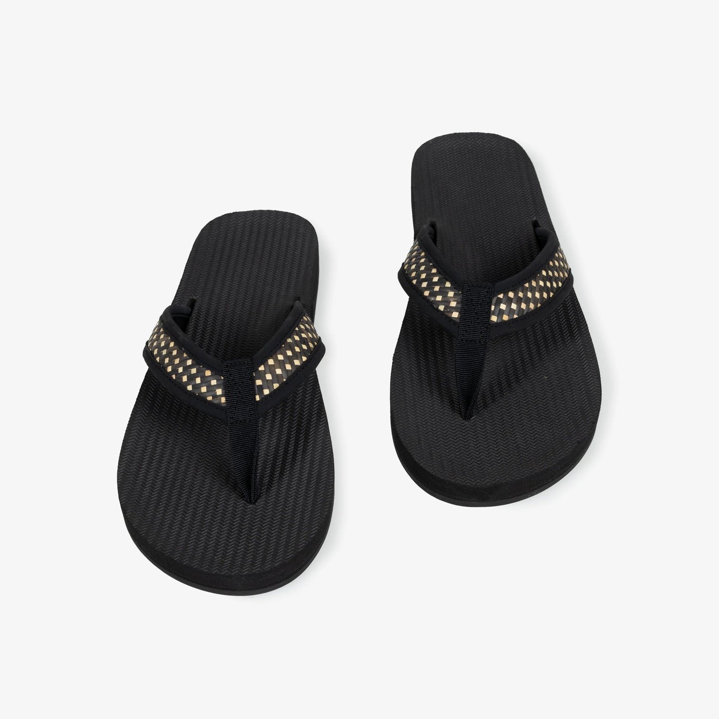 Indosole Handep Womens Flip Flops Handmade Artisan Weave Black Batit Dark