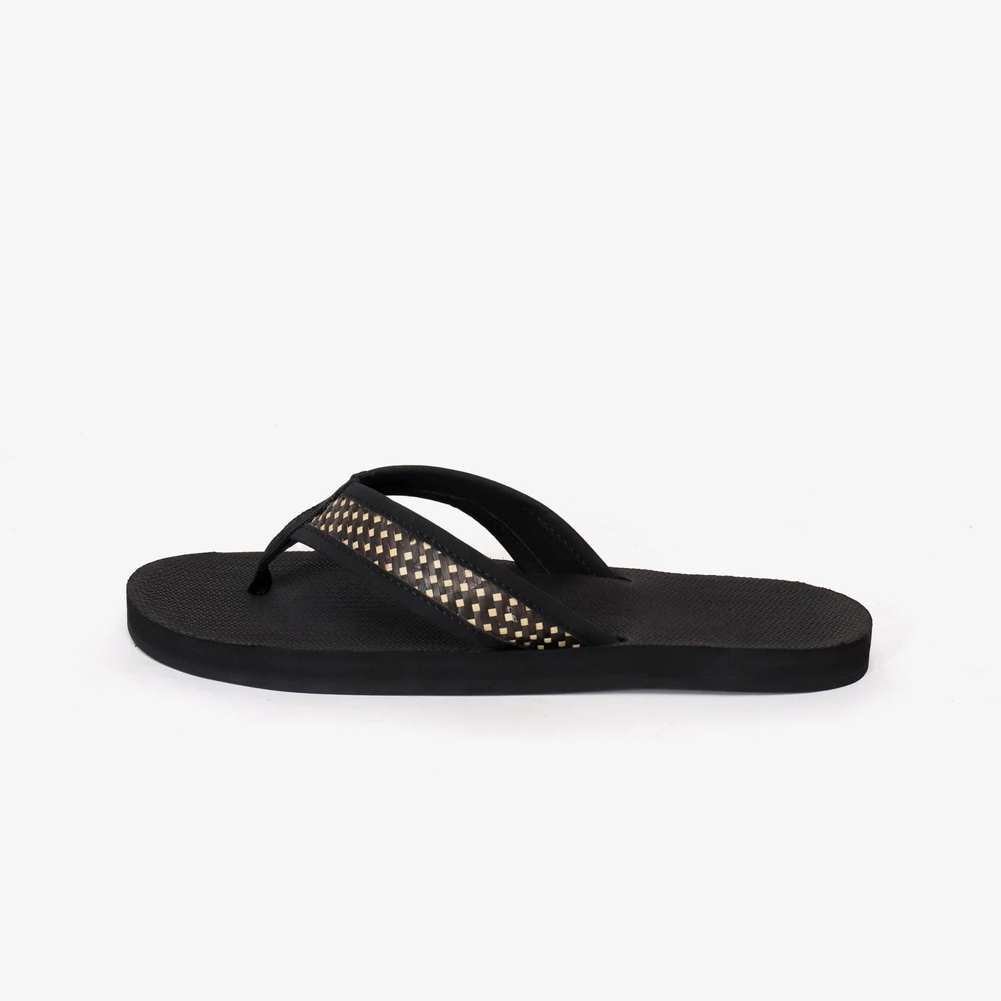 Indosole Handep Womens Flip Flops Handmade Artisan Weave Black Batit Dark