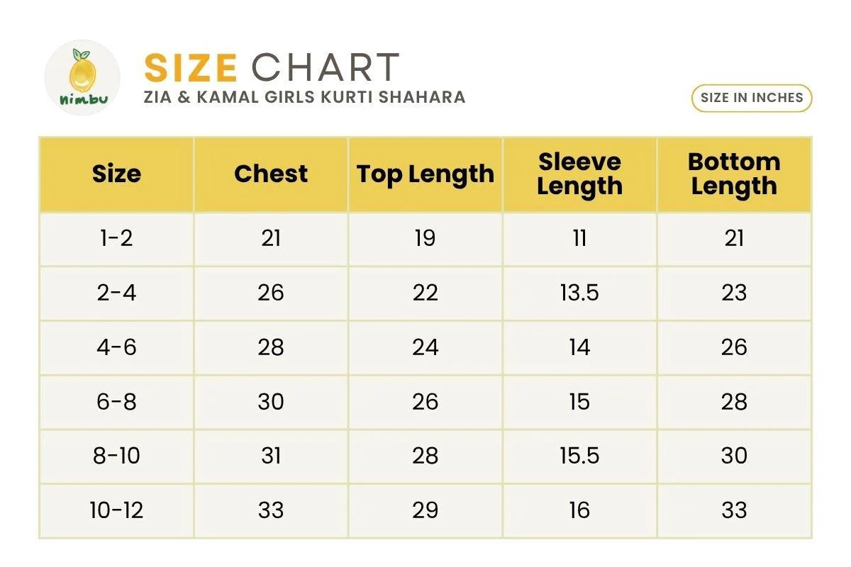 Zia Coral & Gold Girls Kurti Sharara in Cotton