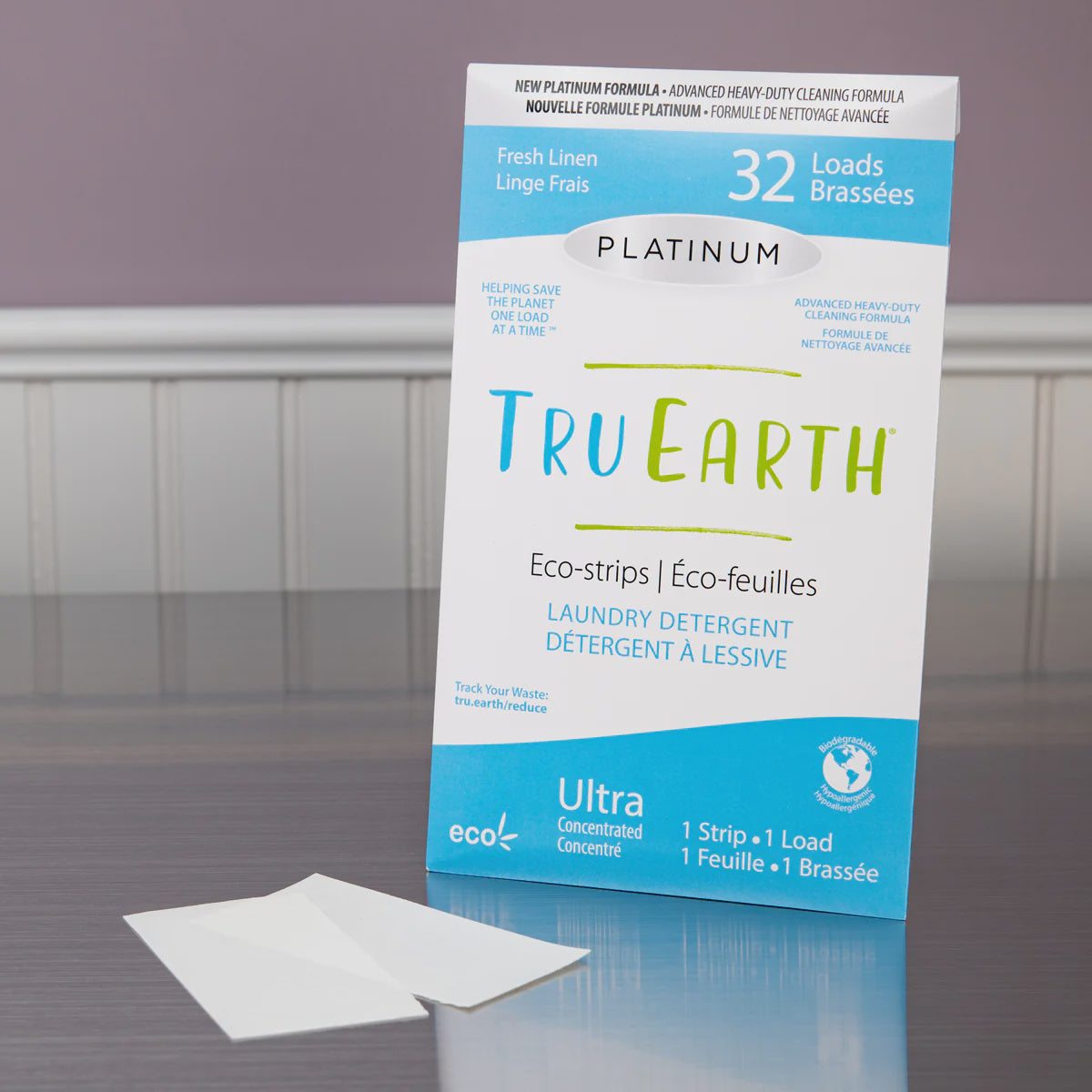 Tru Earth Eco Strips Fresh Linen Linge Frais 32 Loads Platinum