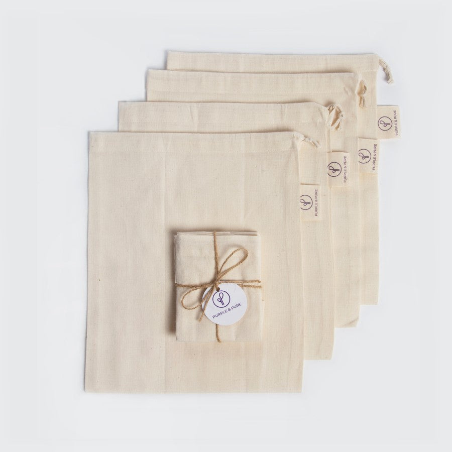 Purple & Pure Muslin Produce Bag | Buy at The Green Collective