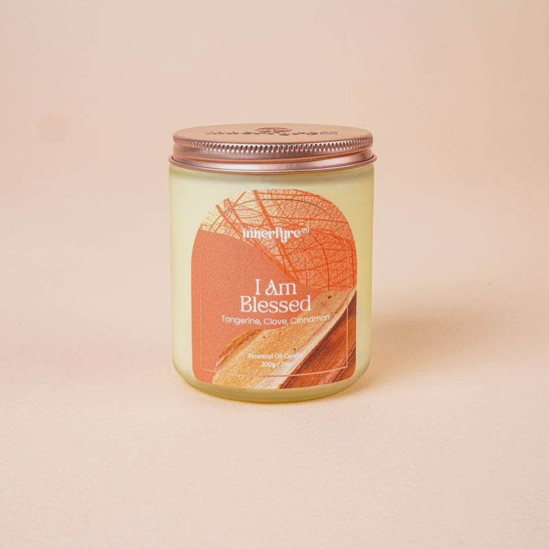 I Am Blessed Affirmation Candle - Orange, Clove, Green Tea (Small)