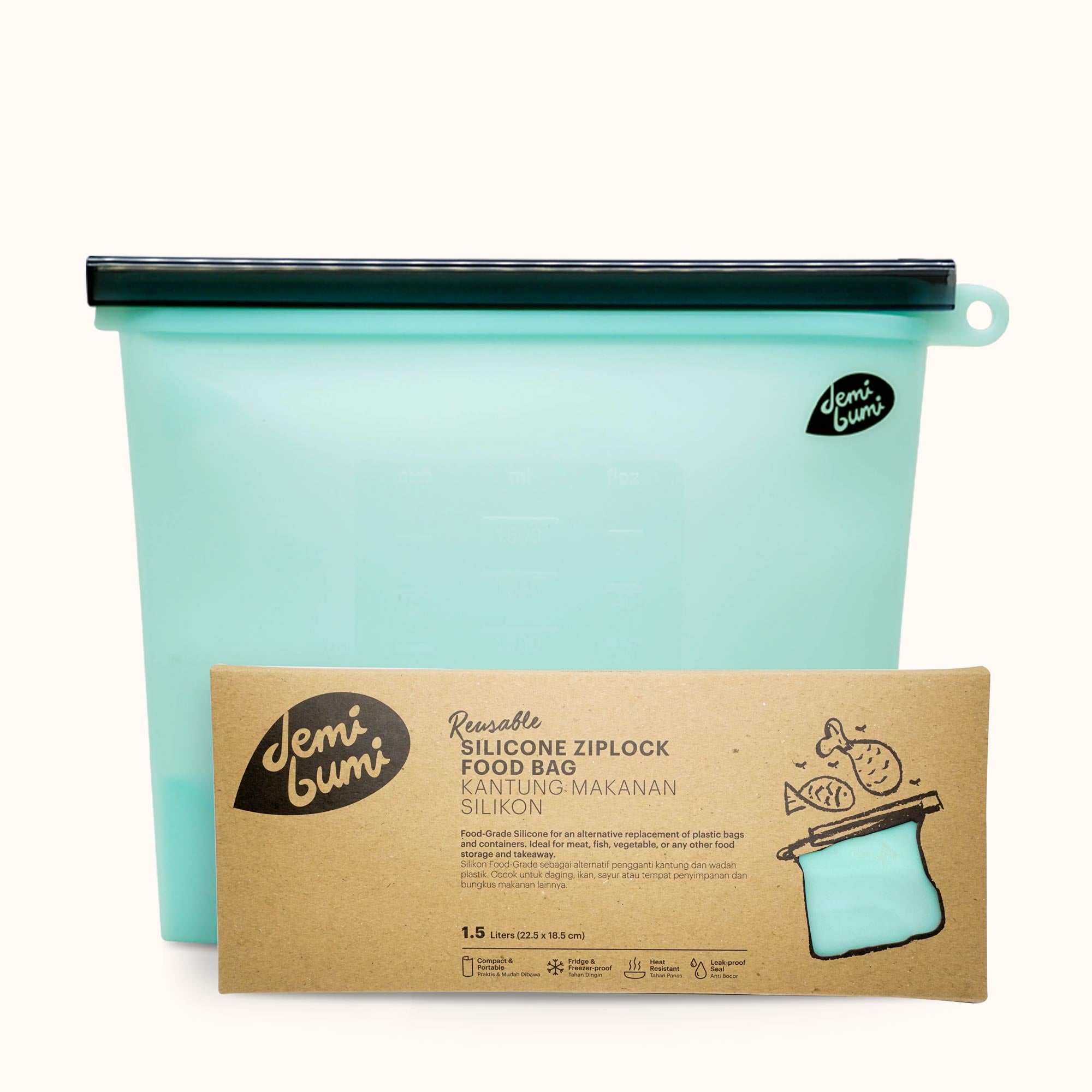 Ziplock Pouch 1.5L Blue by Demibumi | Available at The Green Collective