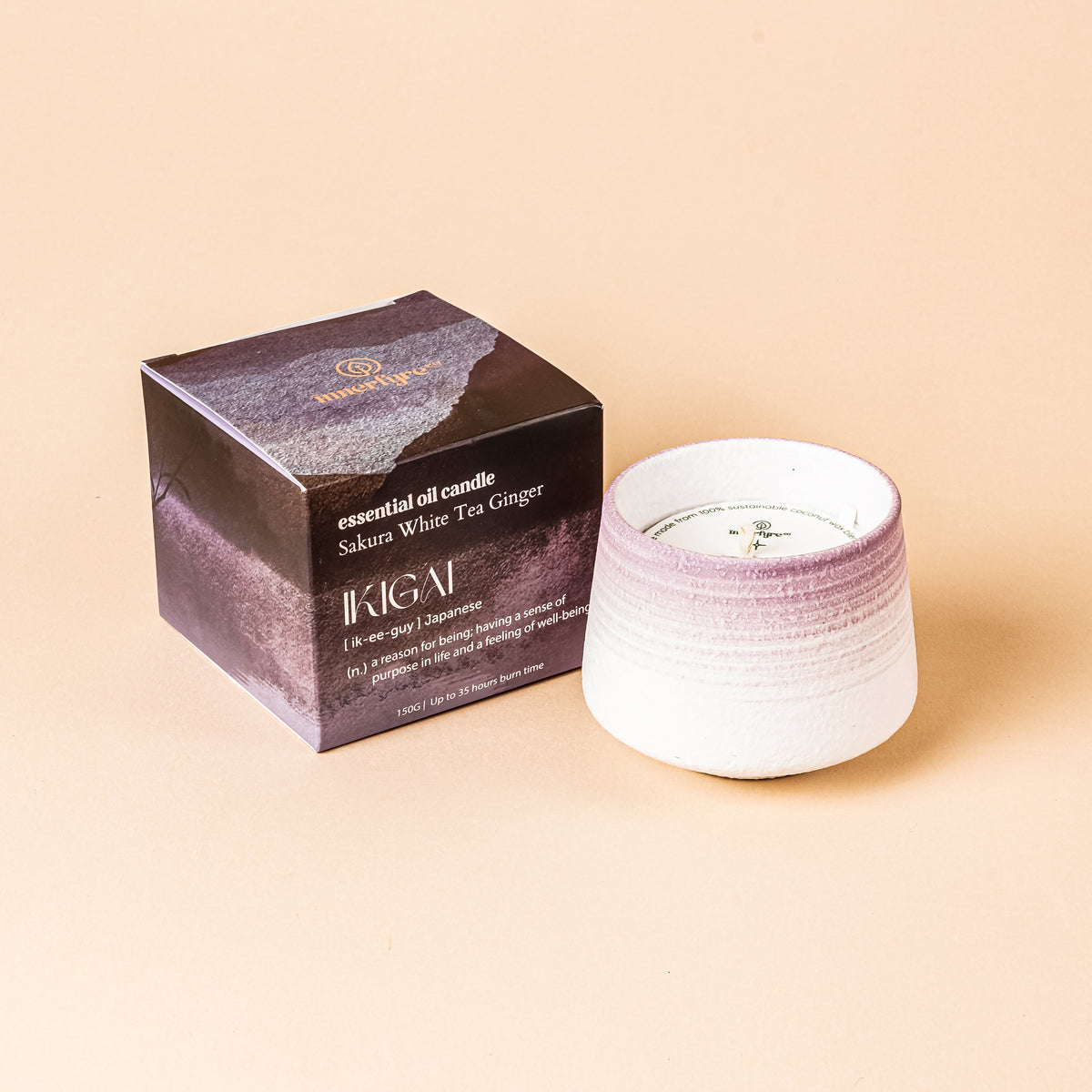 Ikigai Scented Candle: Sakura + White Tea + Ginger | Home fragrances | The Green Collective SG