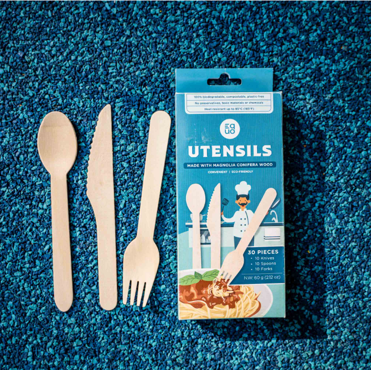 Wooden Combo Utensils 30ct pack (10 ct of each Spoon, Fork, Knife) pack