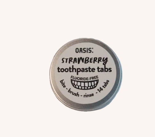 Fluoride-Free Strawberry Fresh Toothpaste Tabs - 1 Week Supply (14 tabs)
