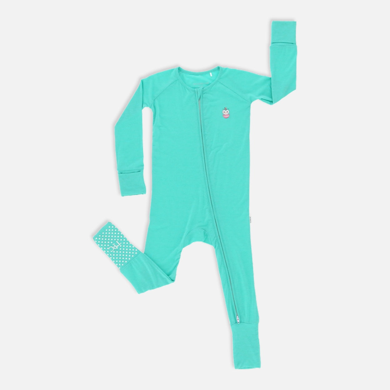 Signature Long Sleeves Zippie (Aqua Blue) | kids Fashion | The Green Collective SG